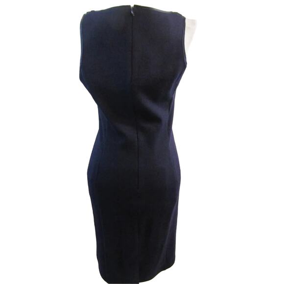 BANANA REPUBLIC Navy Blue Wool Dress Detailed Neckline Size 6 - Picture 2 of 7